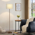 Ambimall 60'' Modern Floor Lamp with Shade, Tall Lamps for Living Room, Bedroom, Office, Dining Room, Beige Shade with Brown Pole(Without B…