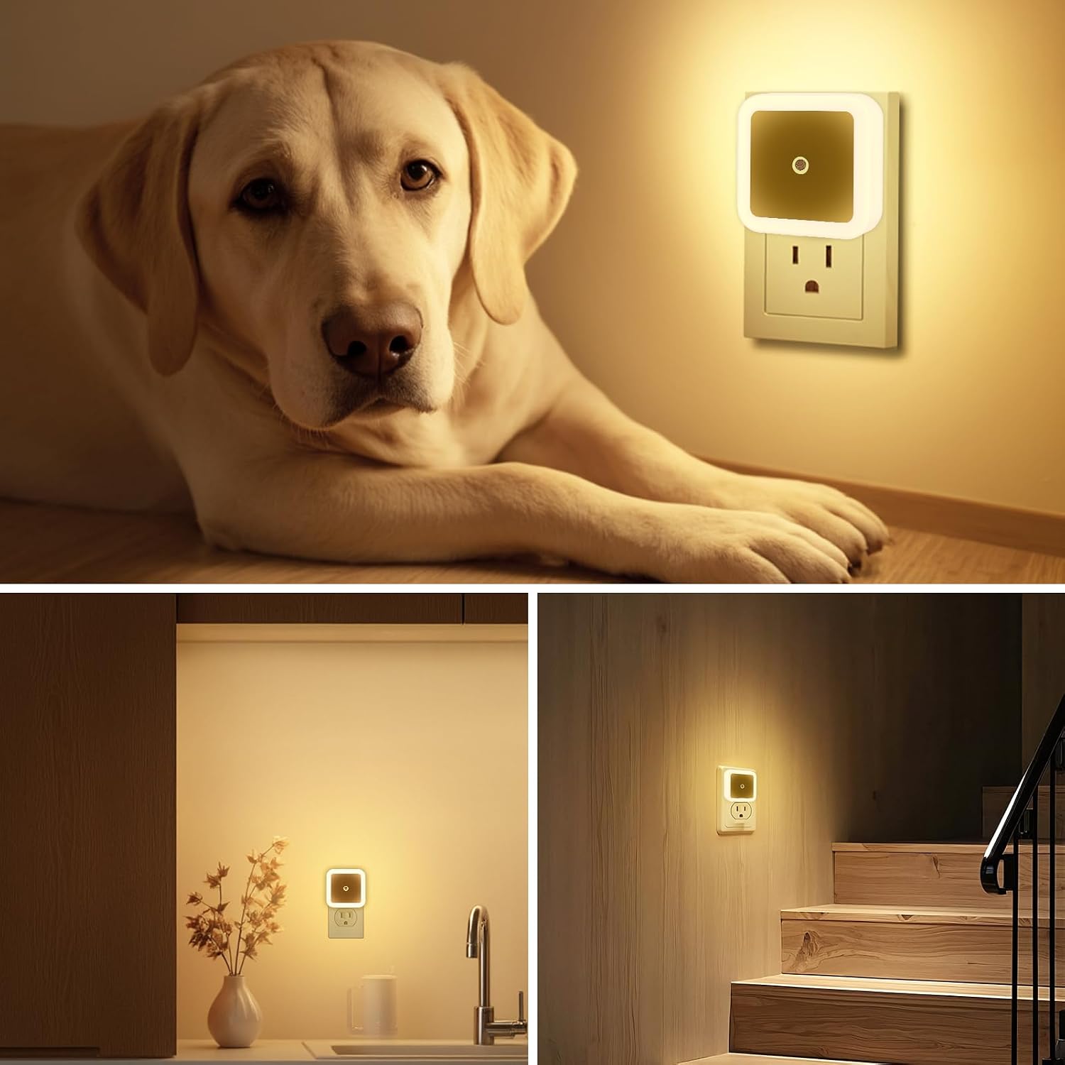 KINUR 6 Pack Night Light, Warm White LED Night Lights Plug into Wall with Dusk to Dawn sensors, Plug in Night Lights for Kids Room…