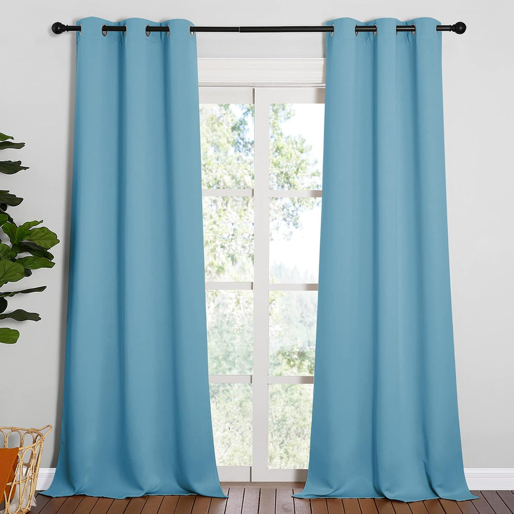 NICETOWN Room Darkening Curtain Panels - Toddler Boy Bedroom Drapes with Grommet, Energy Smart Window Treatment Curtains(Teal Blue, 42…