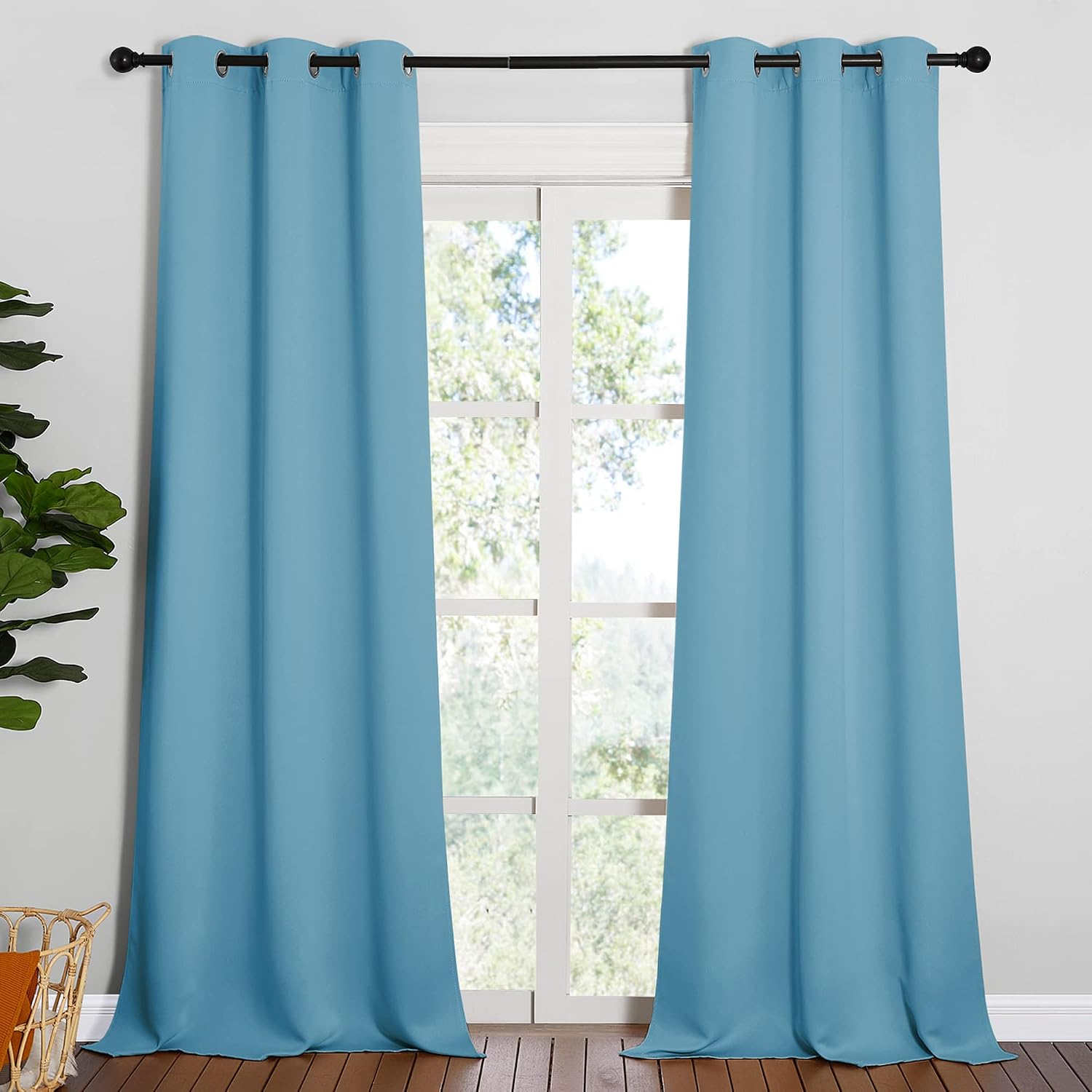 NICETOWN Room Darkening Curtain Panels - Toddler Boy Bedroom Drapes with Grommet, Energy Smart Window Treatment Curtains(Teal Blue, 42…