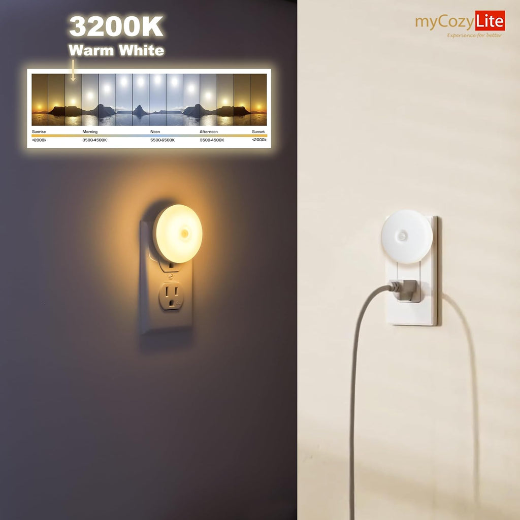 Motion Sensor Night Light, 2 Pack Motion Activated Night Light Plug in, Automatic ON OFF, 3200K Warm Hue, LED Nightlights Plug into Wall…