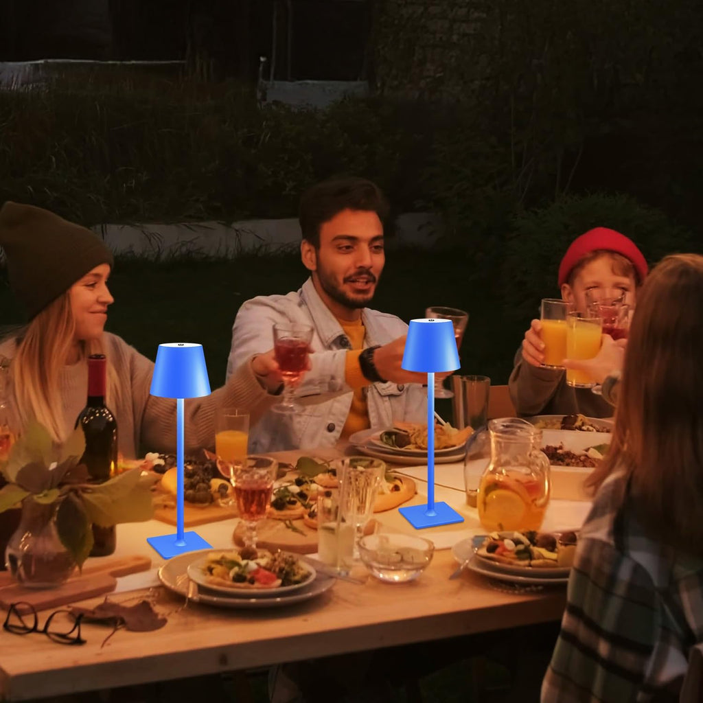 Yogaret Blue Cordless Table Lamp Set of 2, Indoor/Outdoor Table Lamp for Restaurant Home Dinner Patio Pinic