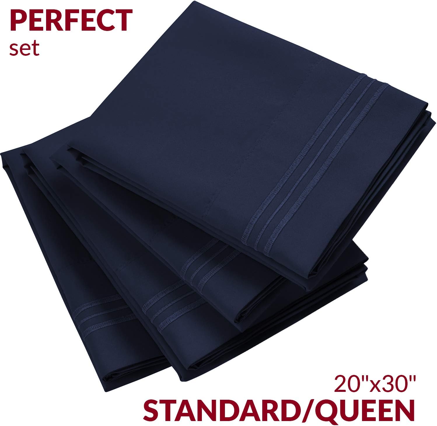 Mellanni Pillow Cases Set - 4 PC Iconic Collection Pillowcases - Luxury, Extra Soft, Cooling Pillow Covers - Wrinkle, Fade, Stain Resistant…