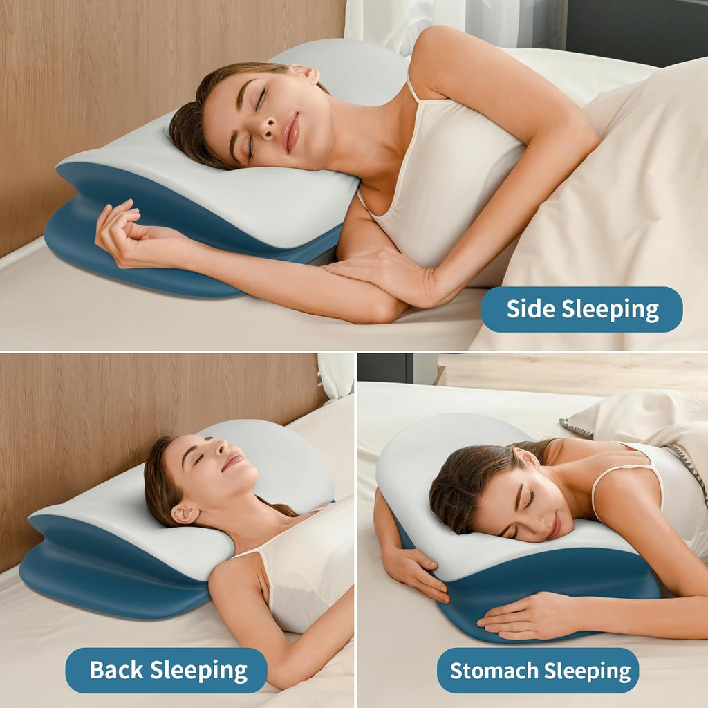 Olumoon Cervical Neck Pillow - Ergonomic Memory Foam Contour Pillows for Side, Back & Stomach Sleepers, Cervical Pillow for Neck Support Sl…