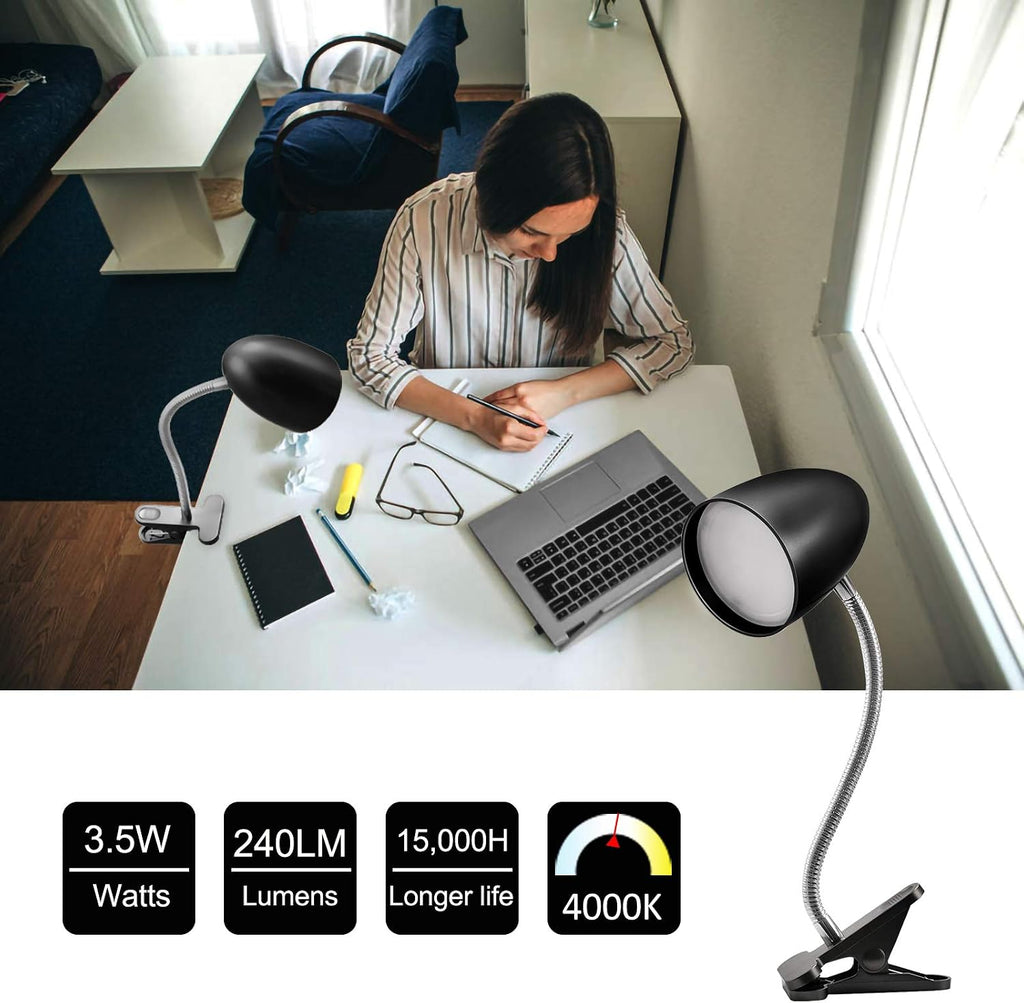 Eenergeticlighting E ENERGETIC LIGHTING Clip on Light for Bed, Non-Dimmable Clip on Reading Light for Bed, 4000K Cool White, 3.5W 240 LM De…