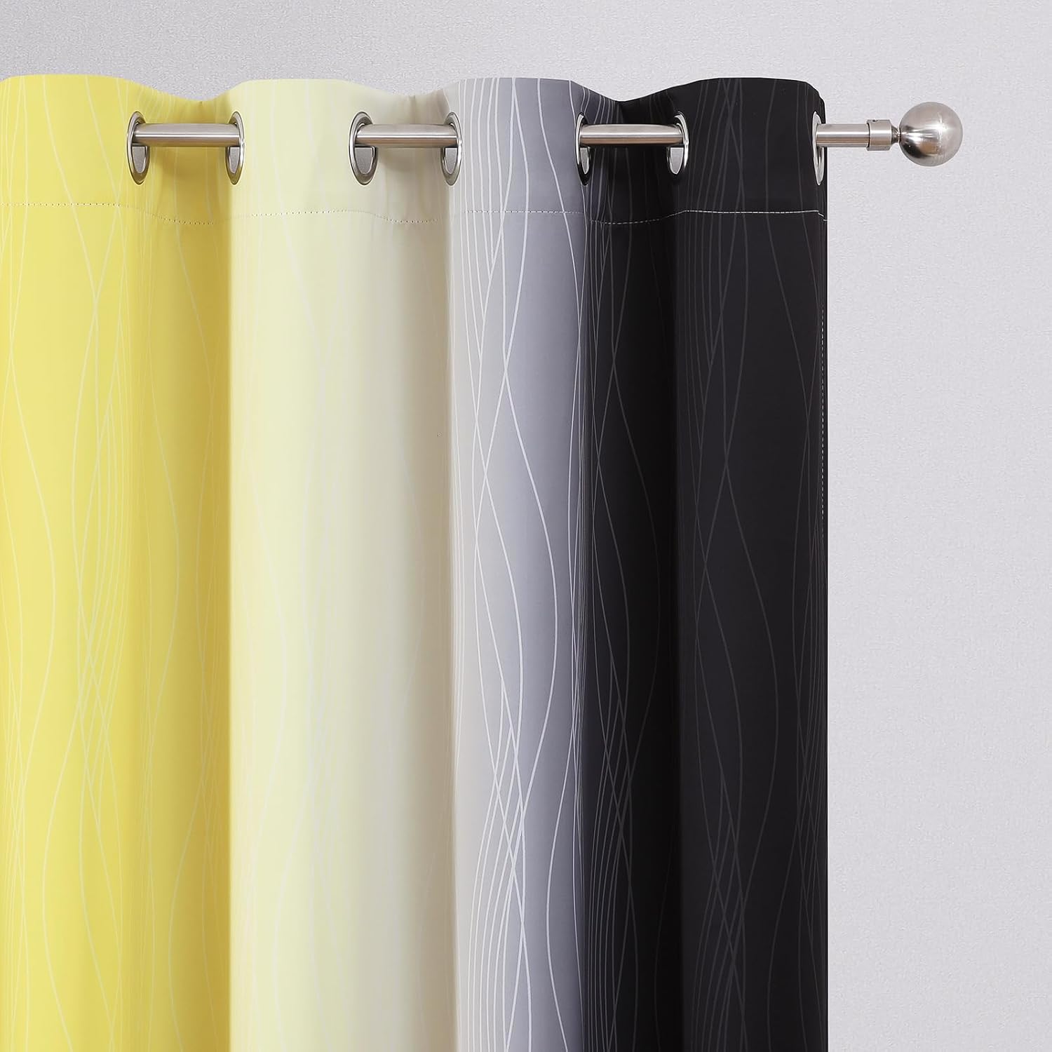 Estelartextiler Estelar Textiler Yellow and Black Ombre Blackout Curtains 102 Inch Long, Thermal Insulated Grommet Drapes for Bedroom, Full…