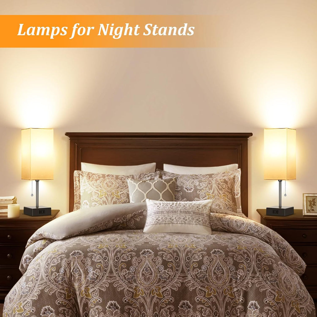 Dott Arts Table Lamp for Bedroom Set of 2, Minimalist Bedside Lamps with AC Outlets, Night Light 2700K 4000k 5000K Small Nightstand Lamps…