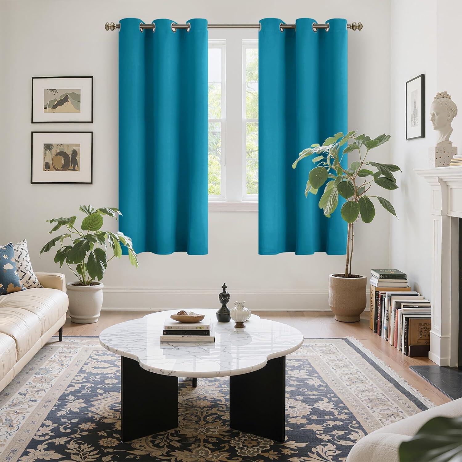 YoungsTex Teal Blue Blackout Curtains 68 Inches Length for Bedroom - Thermal Insulated Drapes with Grommet Room Darkening Privacy for Livin…