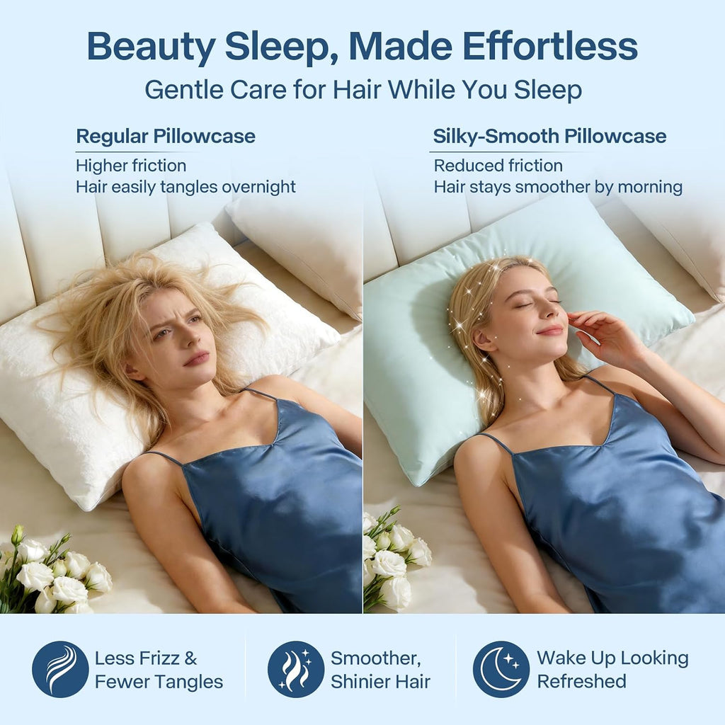 Premium Cooling Pillowcases King Size Set of 2 for Hot Sleeper & Night Sweats Beauty Sleep Reduces Wrinkles & Frizz Softer Than Silk…