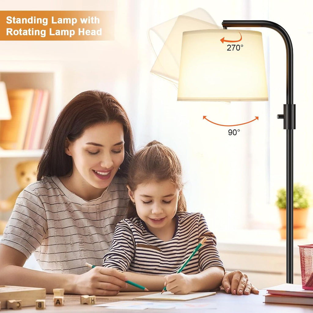 Ambimall Fully Dimmable Floor Lamp with 9W LED Bulb, Standing Lamp for Living Room with Adjustable Head, Modern Tall Light with Rotary…