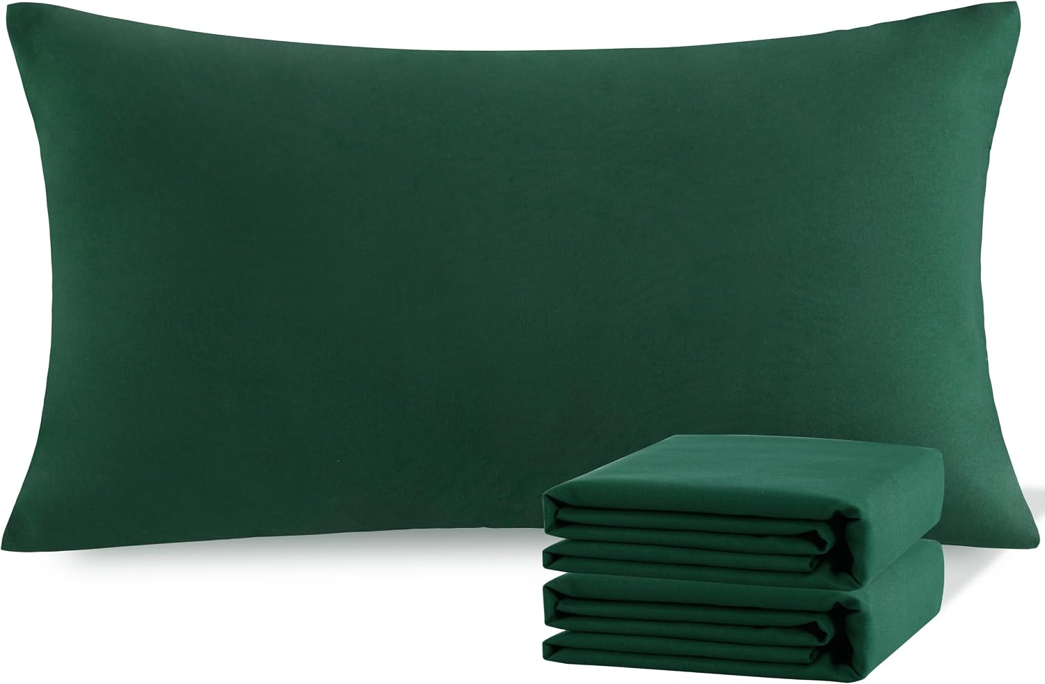 Ntbay King Pillowcase Set - 2 Pack Brushed Microfiber 20x40 Pillowcases - Soft, Wrinkle-Free, Fade-Resistant, Stain-Resistant, Dark Green P…