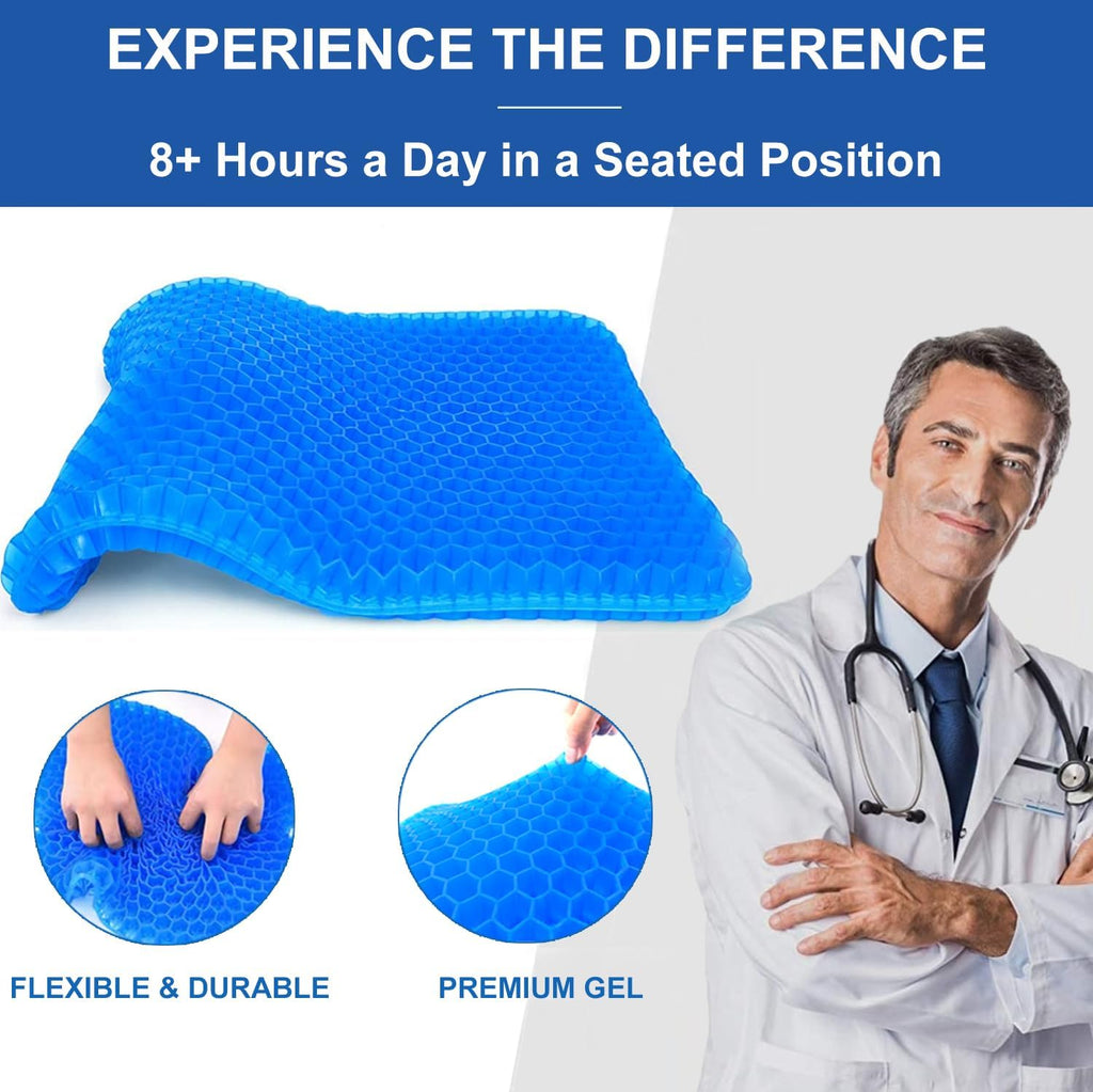 Helishy Gel Seat Cushion for Long Sitting Pressure Relief (Super Large & Thick) - Non-Slip Gel Chair Cushion for Back, Sciatica, Tailbone - S…