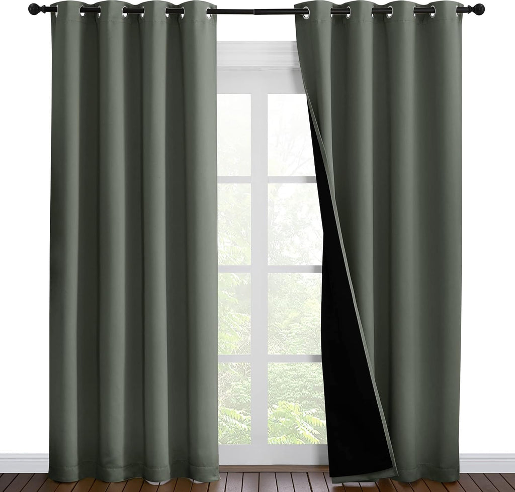 Nicetown 100% Blackout Curtains 86 inches Long, Pair of Energy Smart & Noise Blocking Out Drapes for Baby Room Window, Thermal Insulated Gu…