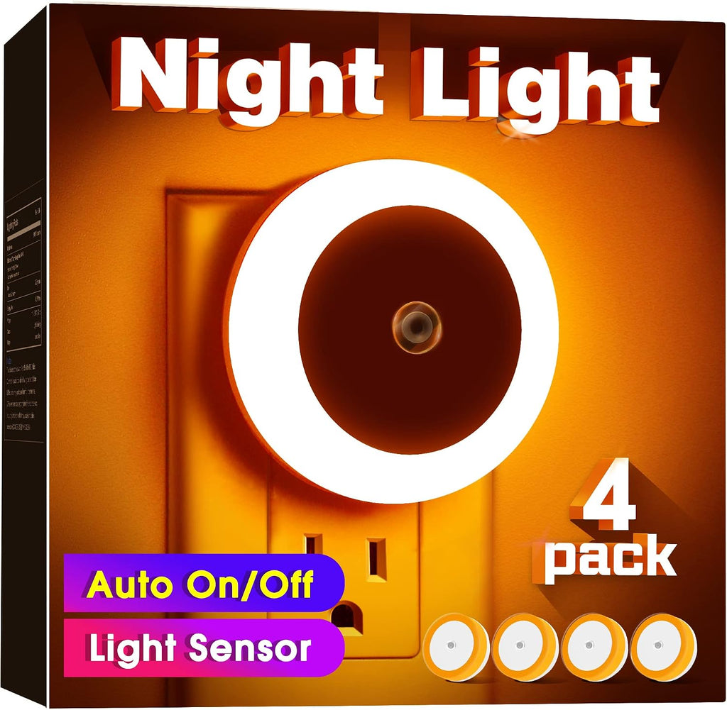 WelcometoBriigniteenjoyyourtimehere Briignite Amber Night Light Orange, LED Night Lights for Kids, 4 Pack, Plug in Night Light, Hallway Lig…