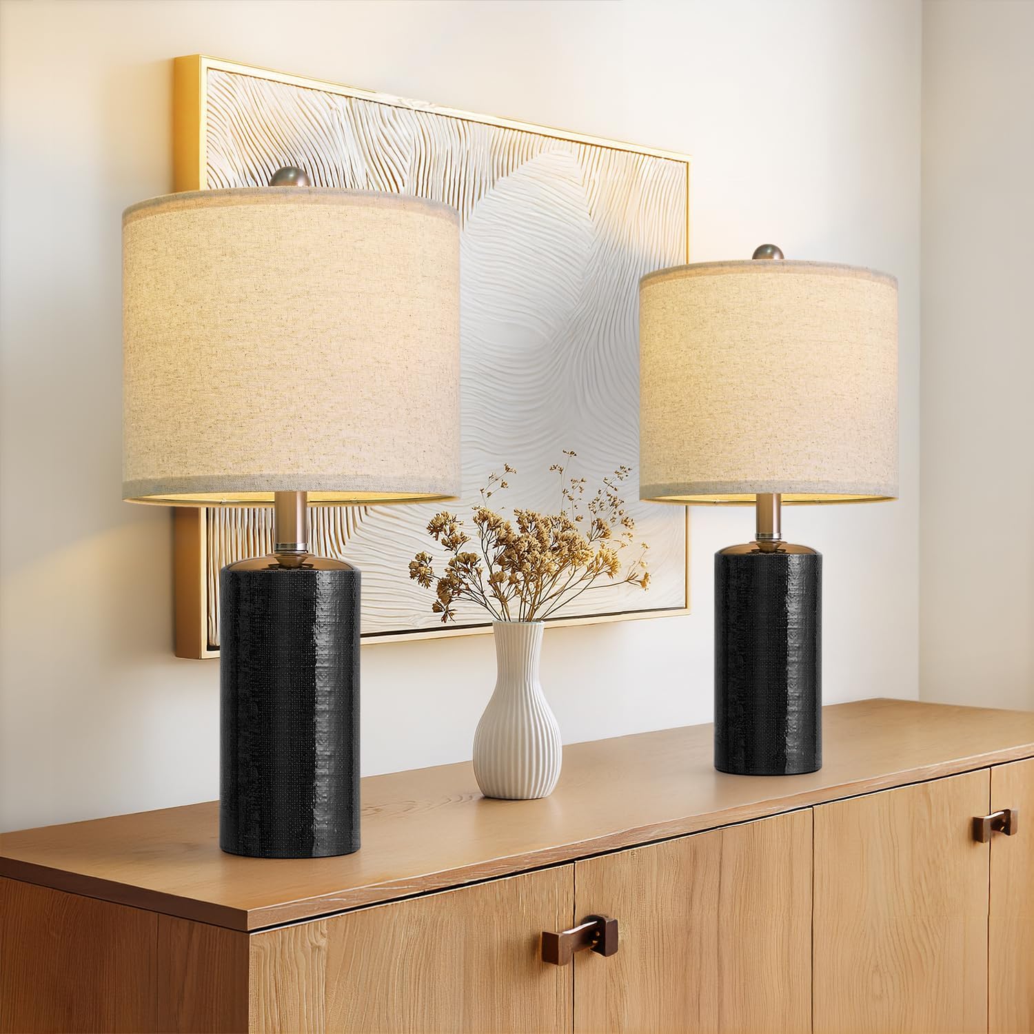 G-SAFAVA 20.5" Small Table Lamps for Living Room Lamp Set of 2 Ceramic Lamps for Bedroom Bedside Lamps Modern Boho Lamps for Night Stands…