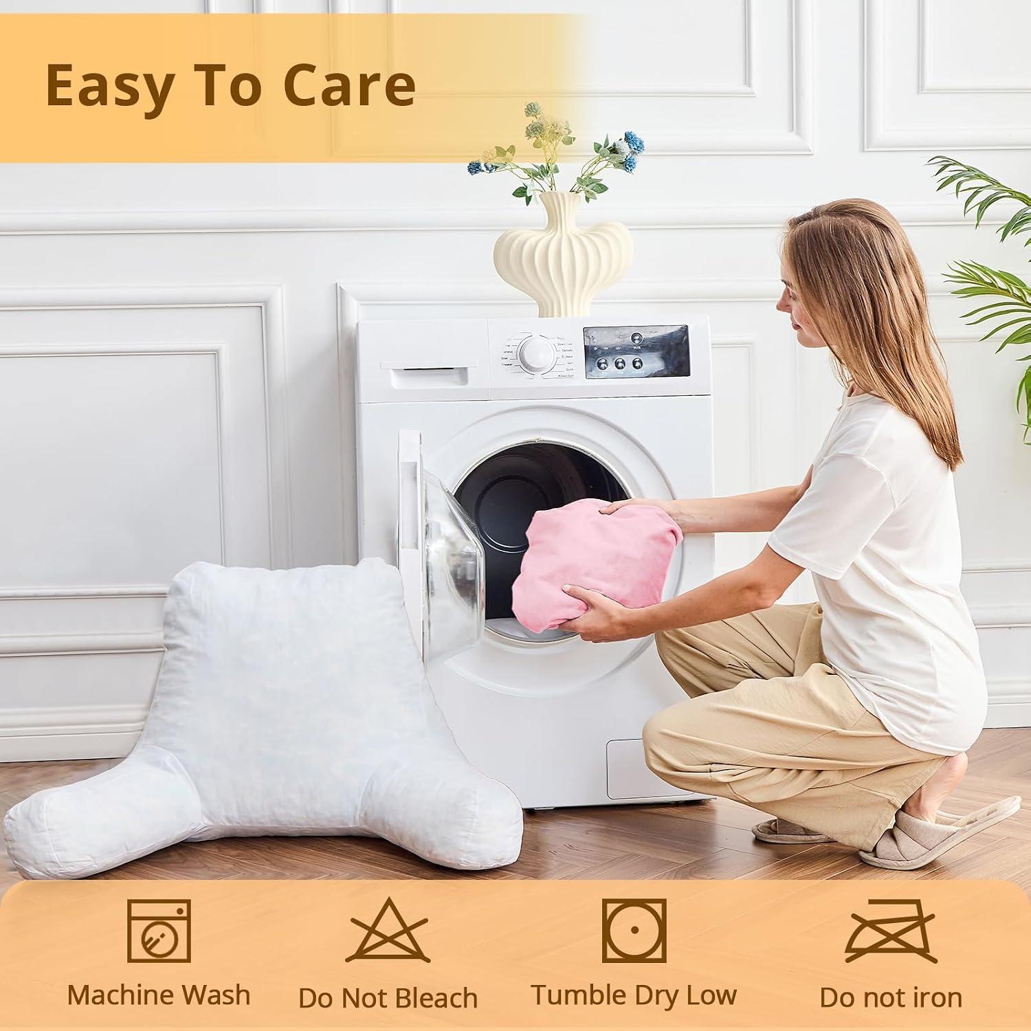 Sasttie Reading Pillow, Velvet Back Pillow for Bed Sitting Up, Adult Back-Rest Support Cushion with Arms for Sit Up on Couch, Sofa, and…