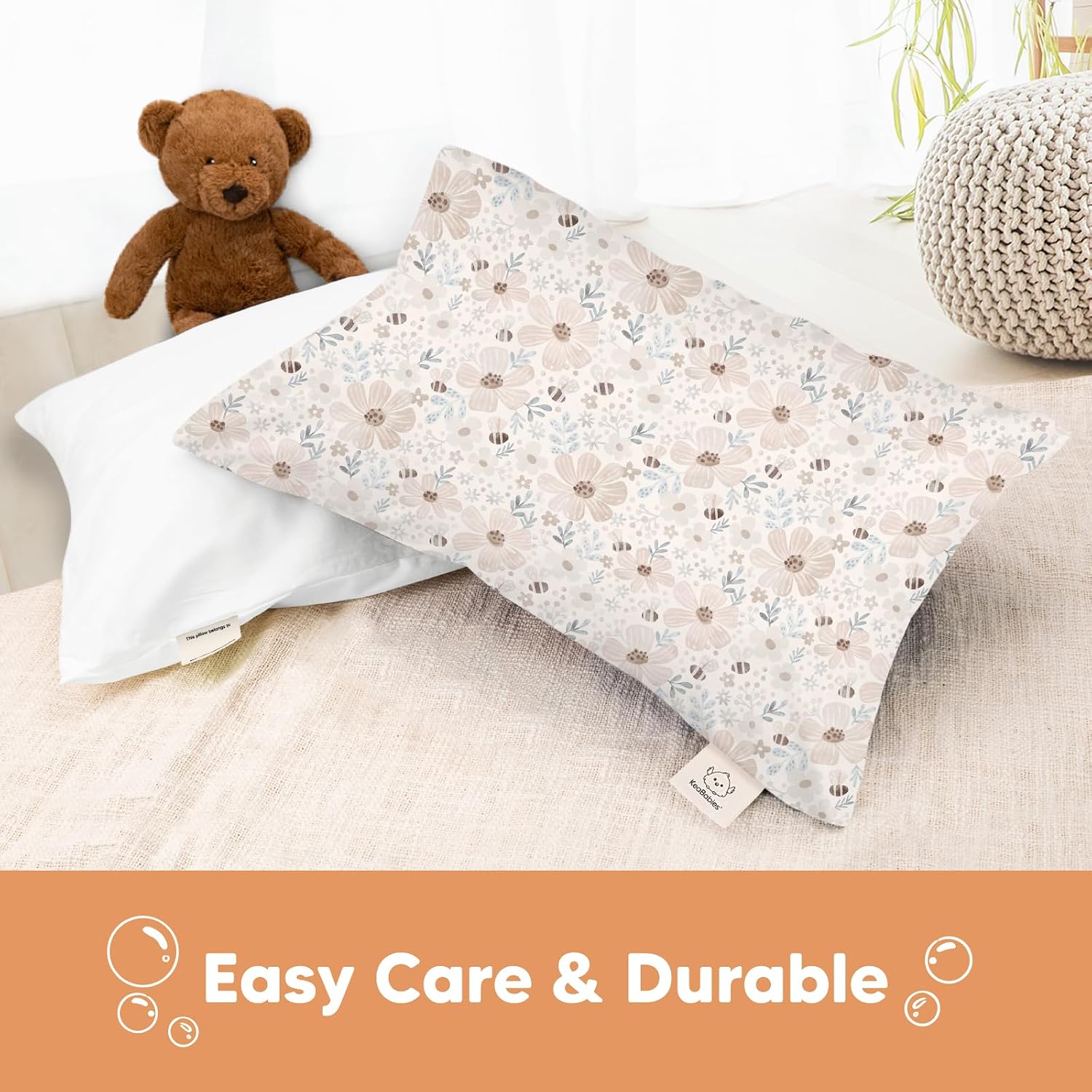 KeaBabies Toddler Pillowcase 13"x18" - Organic Cotton Toddler Pillowcase for Kids, Boys, Girls, Soft & Durable Cotton Cover for Miniature…