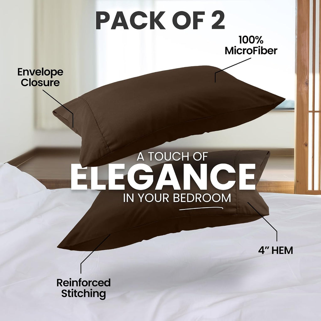 Utopiabedding Utopia Bedding King Pillow Cases - 2 Pack - Envelope Closure - Soft Brushed Microfiber Fabric - Shrinkage and Fade Resistant…