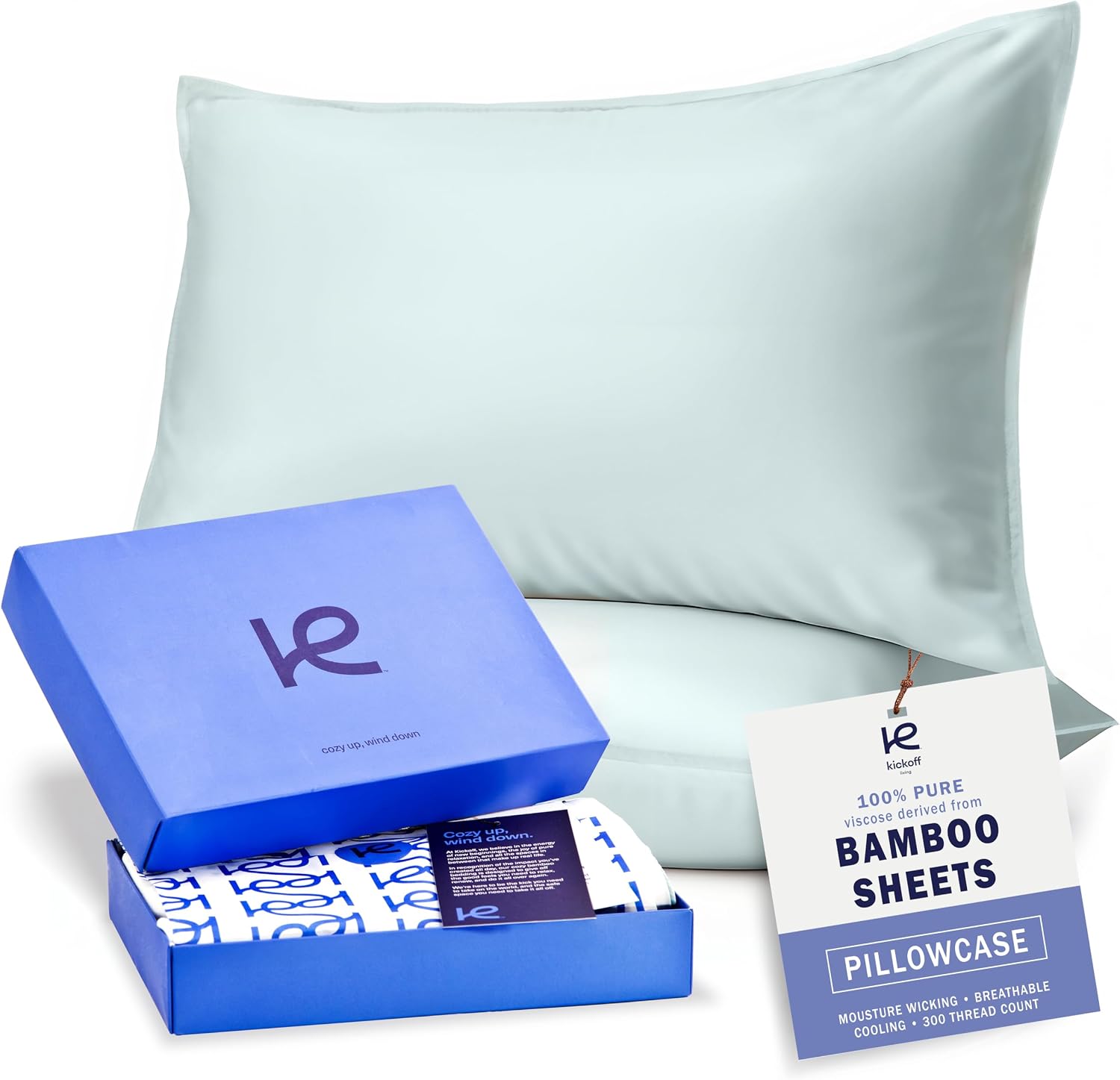 KickoffHome Kickoff Viscose Bamboo Pillowcase, Queen, Set of 2, 100% Organic Hidden Zippered Viscose Bamboo Pillow Case Queen Size, Cooling…