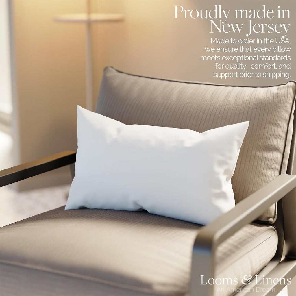 LoomsLinens 14x22 inch Pillow Form by Looms and Linens with Down Alternative Sham Pillow - USA Made Lumbar Pillow Pack of 1 22 Inch cotton…