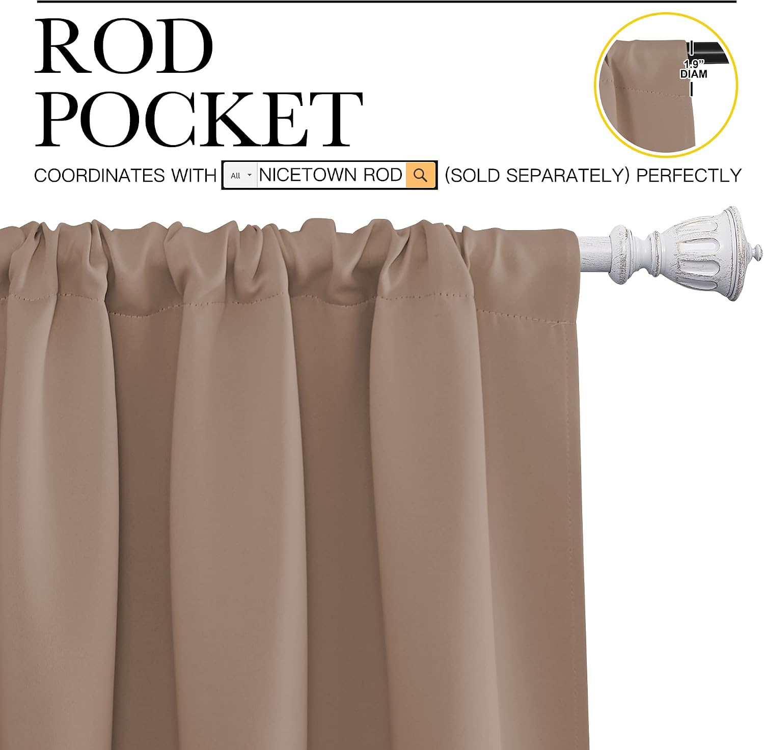 NICETOWN Kids Blackout Curtain Panels - Window Treatment Thermal Insulated Solid Rod Pocket Blackout Drapes for Bedroom (Cappuccino, Set…