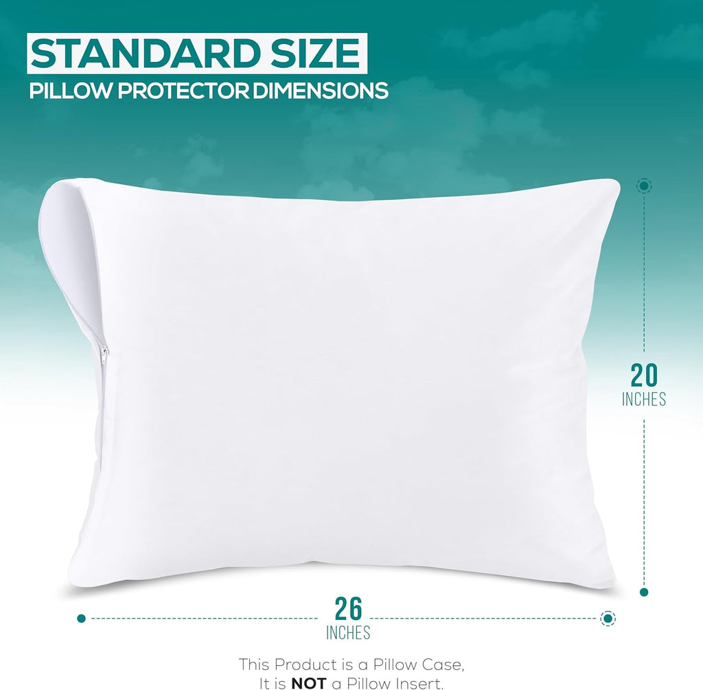 Utopiabedding Set of 2 Pillow Protectors with Zipper Standard Size, Bed Bug and Dust Mite Proof Pillow Covers, Ultra Soft Pillow Encasement…