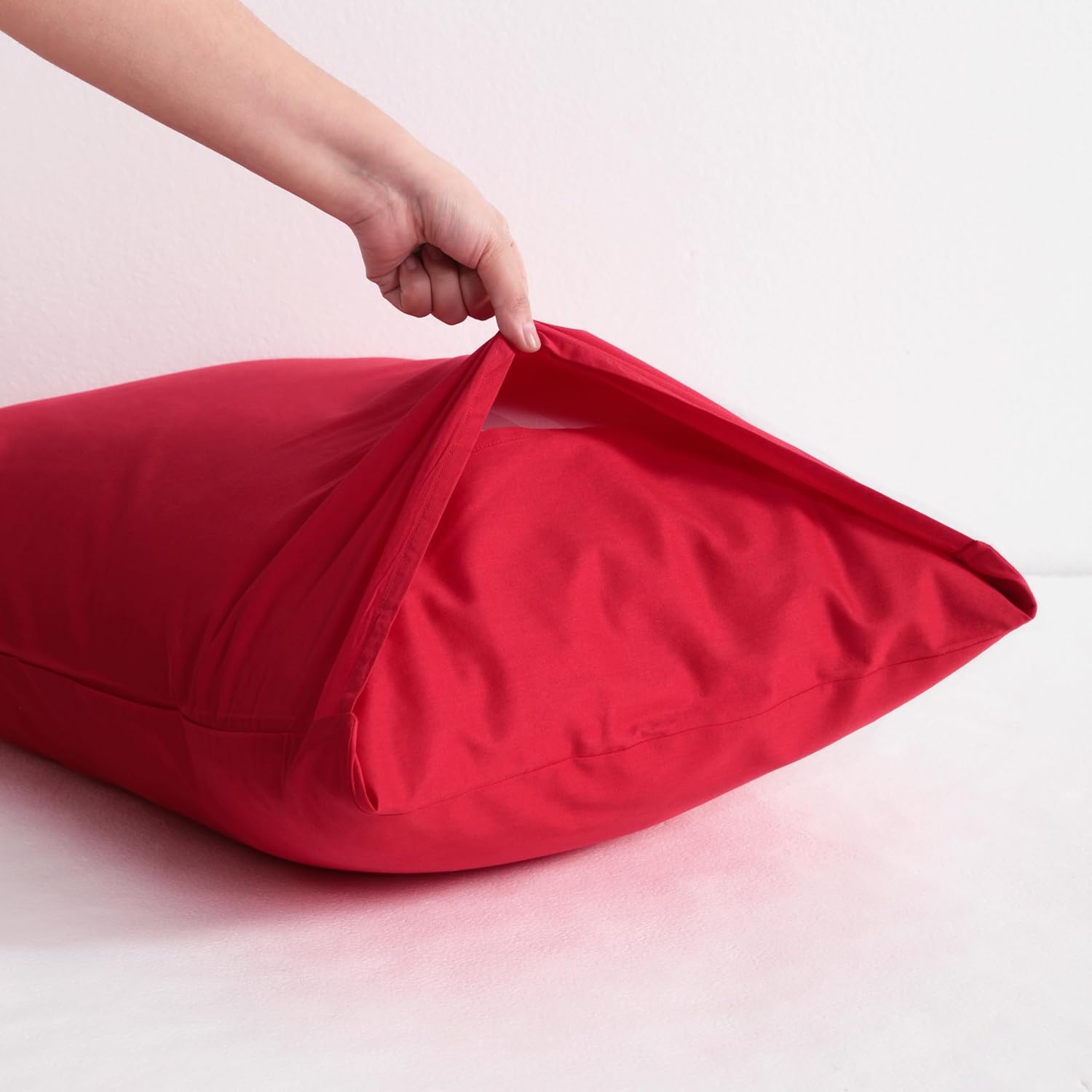 Ntbay Standard Cotton Pillowcases - Envelope Closure 20x26 Pillowcases Set of 2, Breathable and Soft Bed Pillow Cases, Red Cotton Red