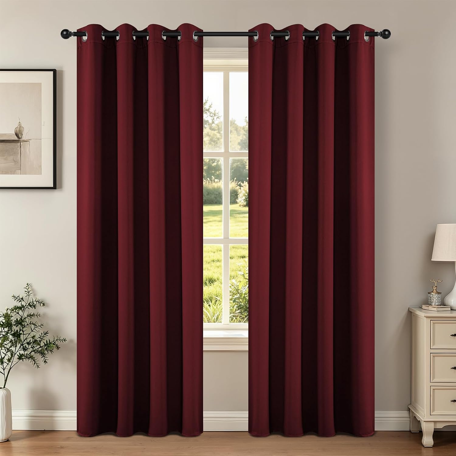 Joydeco Blackout Curtains 120 inches Long 2 Panels Set, Thermal Insulated Long Curtains 2 Burg, Room Darkening Grommet Drapes for Bedroom L…