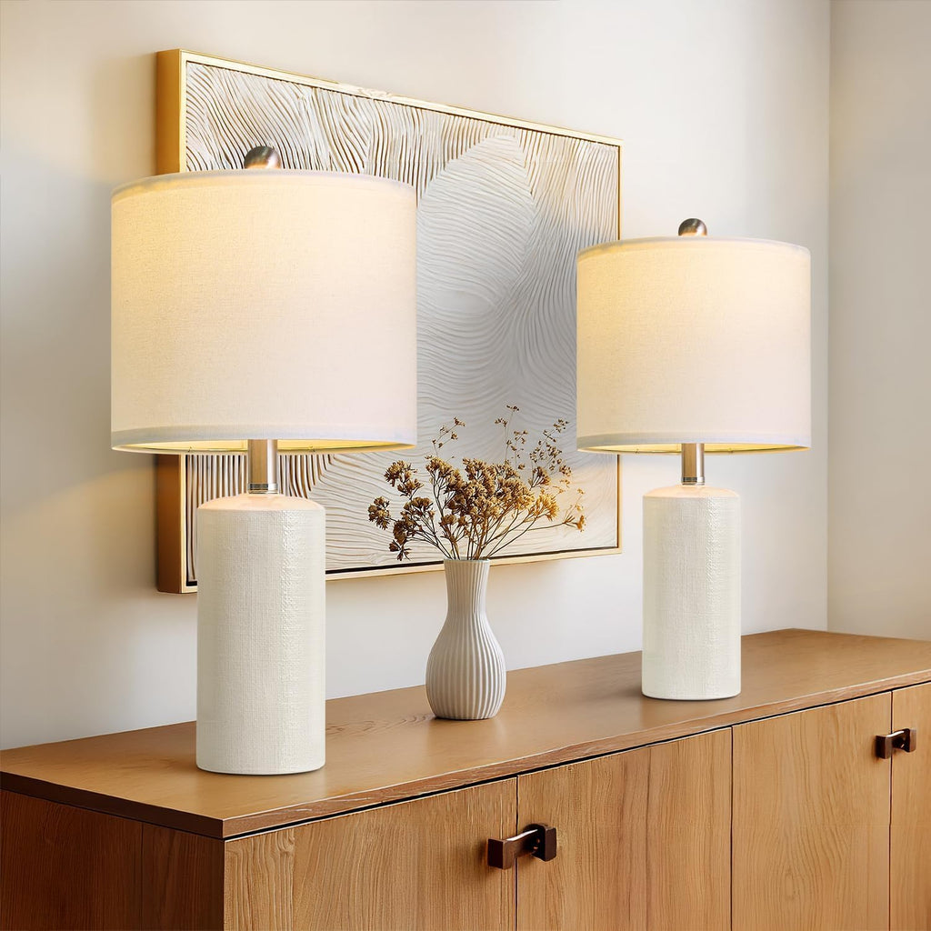 G-SAFAVA 20.5" Small Table Lamps for Living Room Lamp Set of 2 Ceramic Lamps for Bedroom Bedside Lamps Modern Boho Lamps for Night Stands…