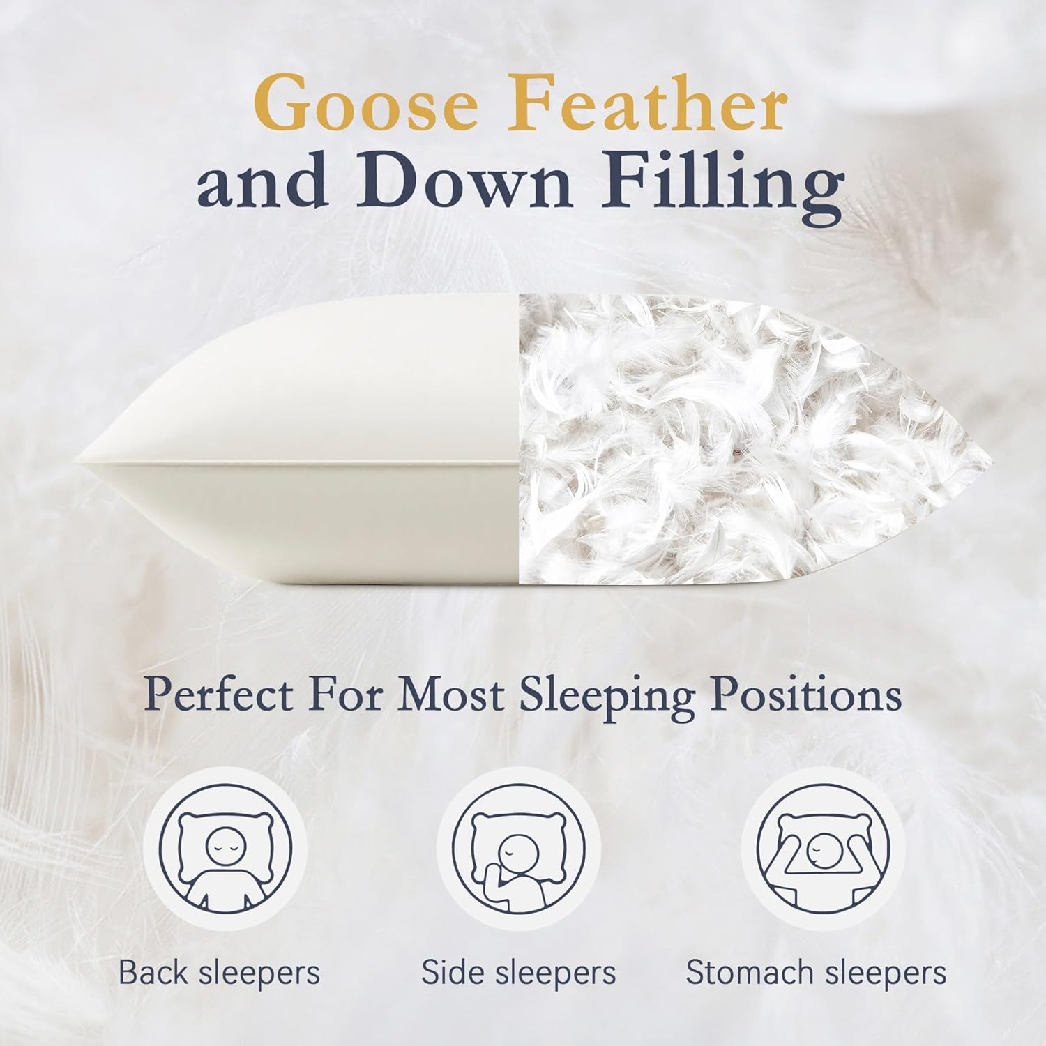 Puredown ® Goose Feather Down Pillows, 100% Organic Cotton Cover, Luxury Hotel Collection Bed Pillows for Sleeping Set of 2, King Size Cott…