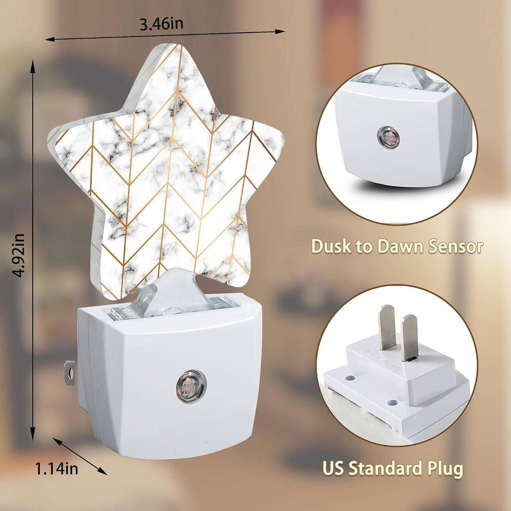 Marble Line Geometric Plug-in Night Light with Dusk-to-Dawn Sensor for Bedroom, Bathroom and Living Room Sleep Friendly lamp for…