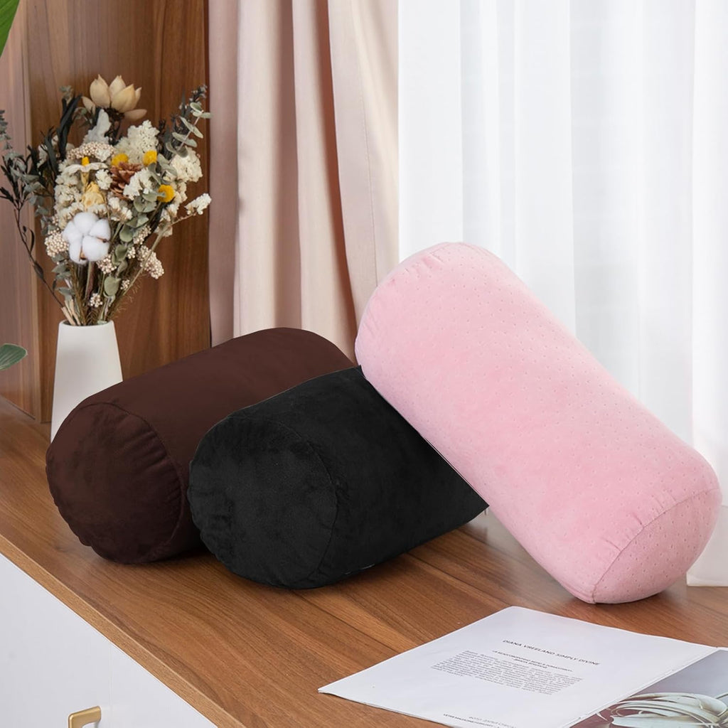 1 MIDDLE ONE Round Cylinder Bolster Pillow with Removable Velvet Cover, Tube Roll Cervical Pillow for Head, Neck, Back and Legs Support…