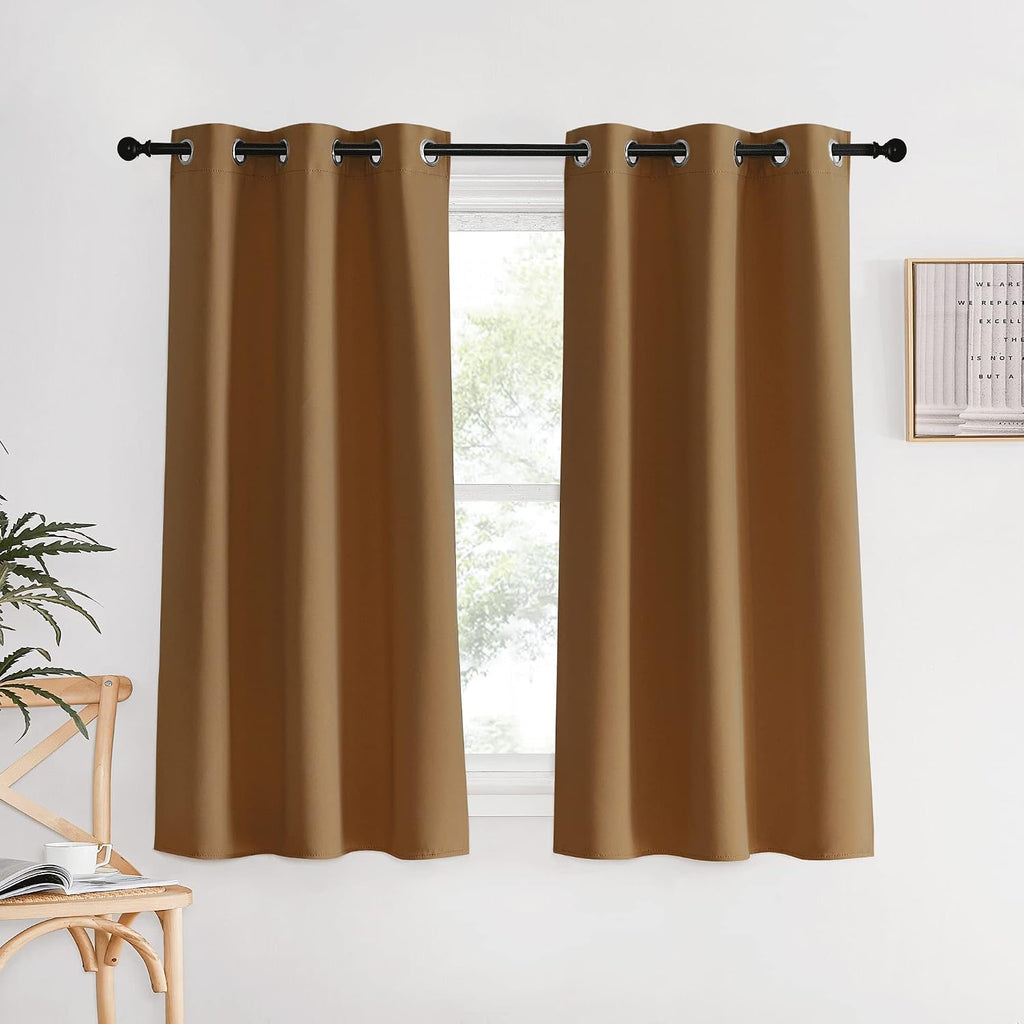 NICETOWN Kitchen Curtain Panels Blackout Draperies, Gold Brown, 1 Pair, 34 by 60-Inch, Thermal Insulated Solid Grommet Blackout…