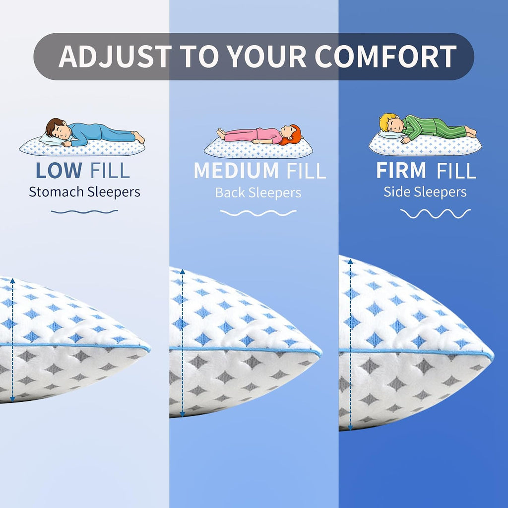 ezepilw King Size Pillows Set of 2 for Sleeping, Cooling Adjustable Memory Foam Pillows, Dual Fill Design Helps Maintain Shape, Brea…