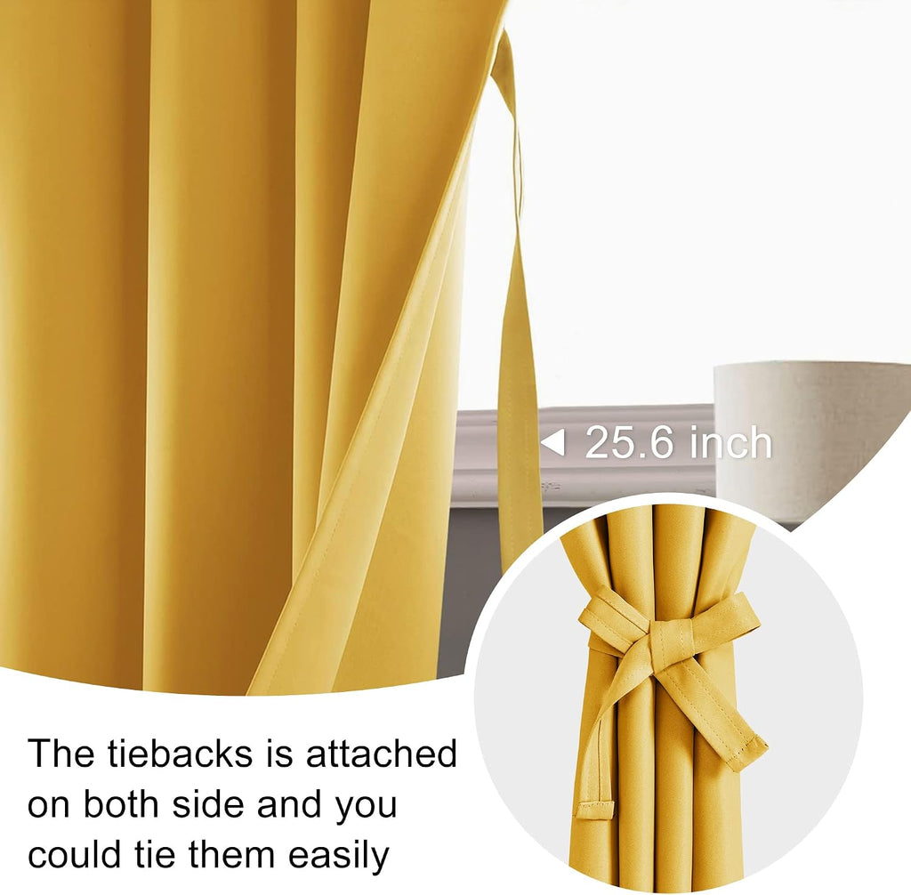 Jiuzhen Blackout Curtains for Bedroom - Thermal Insulated Room Darkening Noise Reducing, 52 x 84 Inch Length Curtains for Living Room, Set…