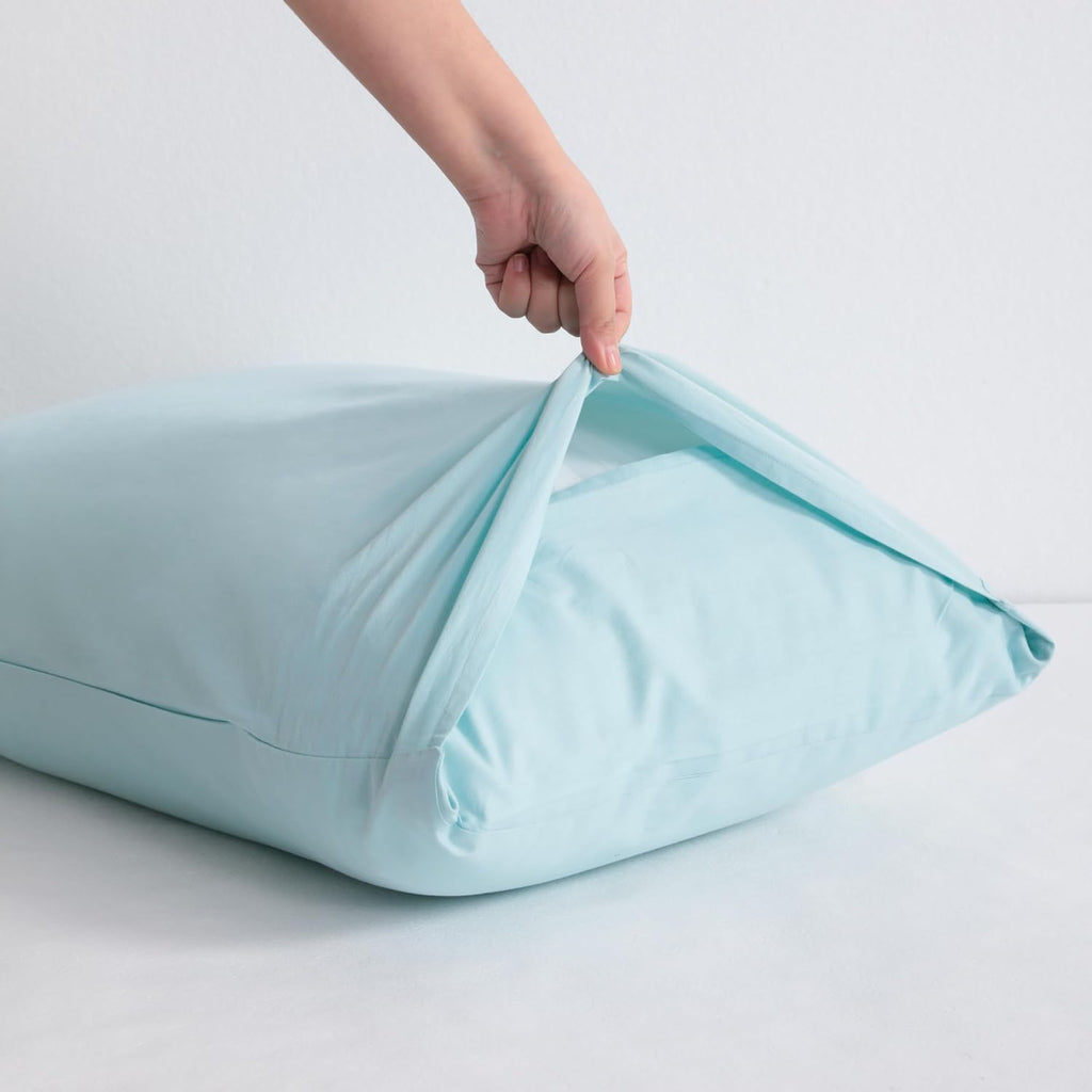 Ntbay Standard Cotton Pillowcases - Envelope Closure 20x26 Pillowcases Set of 2, Breathable and Soft Bed Pillow Cases, Aqua Cotton