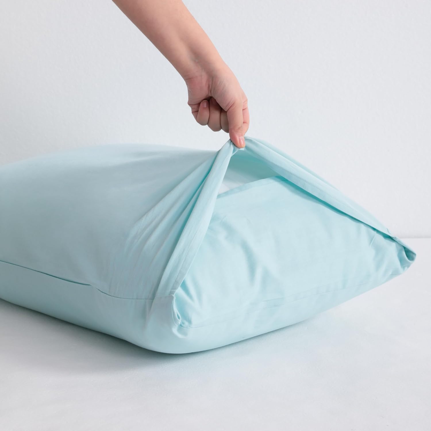 Ntbay Standard Cotton Pillowcases - Envelope Closure 20x26 Pillowcases Set of 2, Breathable and Soft Bed Pillow Cases, Aqua Cotton