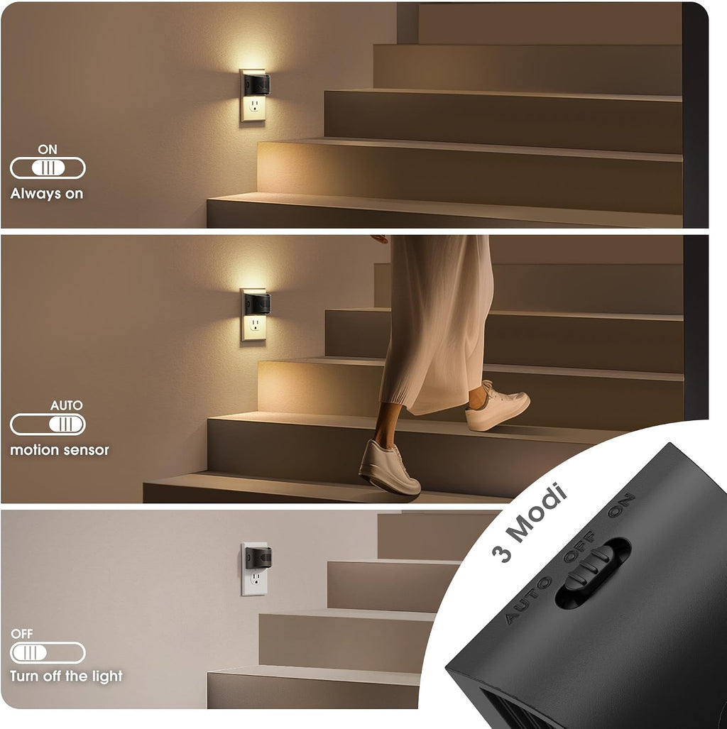 JandCase Motion Sensor Night Light, Night Lights Plug into Wall, Dusk to Dawn Sensor Nightlight with Motion Activated, 30/60/100lm Brightne…