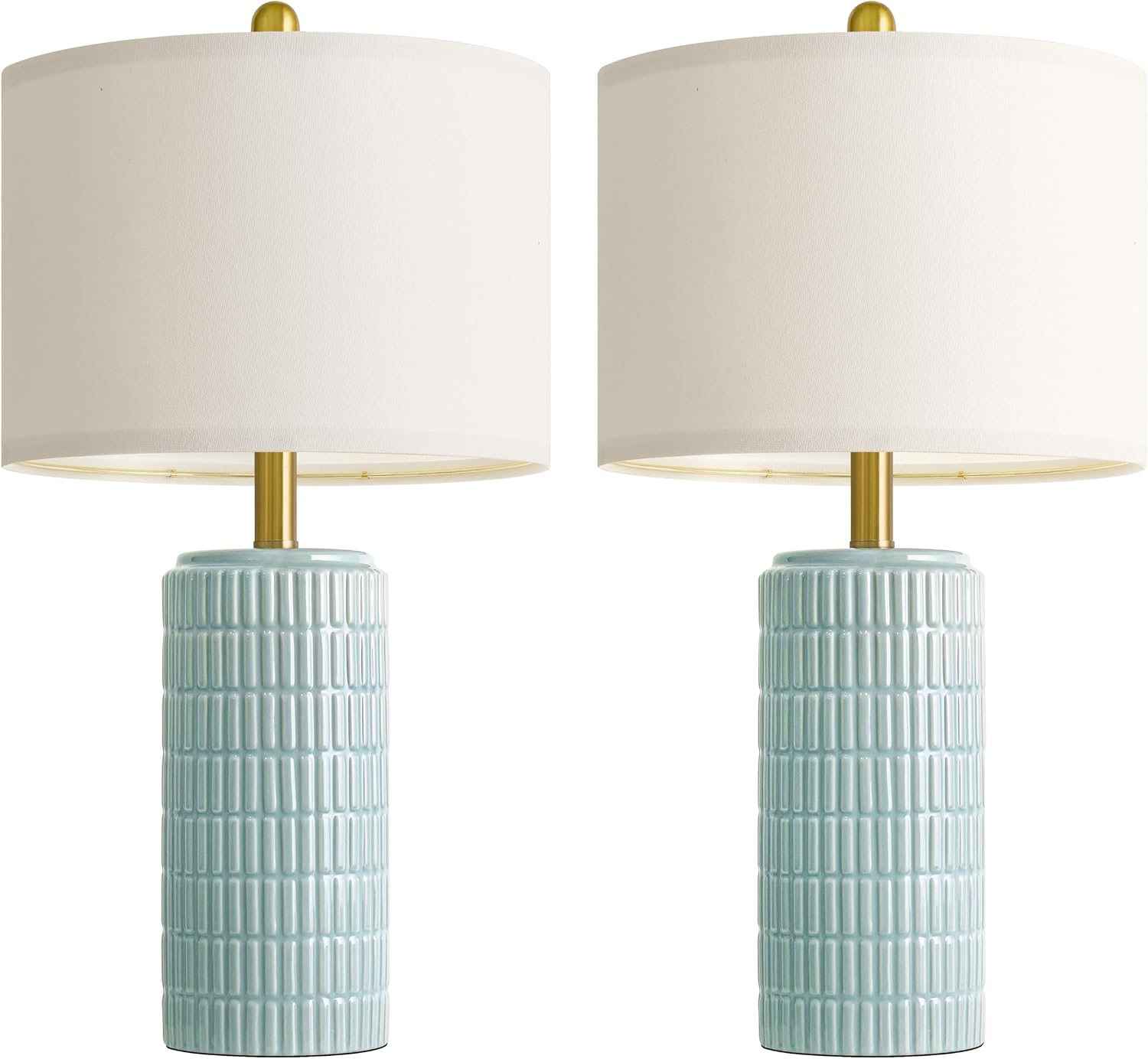 PoKat 23" Light Blue Table Lamps Set of 2, Modern Bedside Lamps for Bedroom, Coastal Ceramic End Table Lamps for Living Room, Ocean…