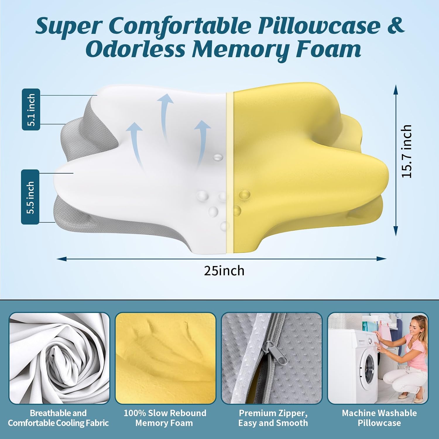 Bespillow Cervical Neck Pillow for, Ergonomic Side Sleeper Pillow for Sleeping, Contour Orthopedic Memory Foam Pillows for Back & Stomach…