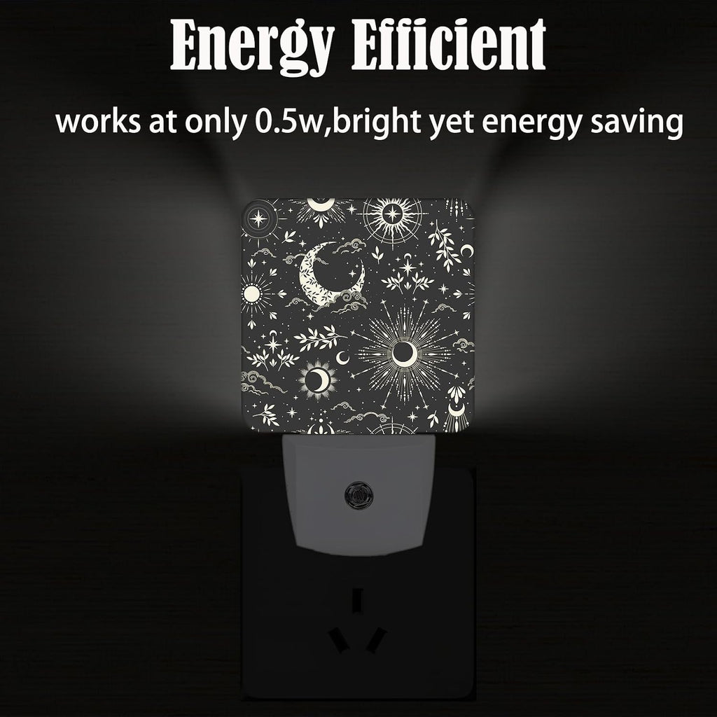 Moon and Sun Night Light, Plug-in Night Lights with Dusk-to-Dawn Sensor for Stairway, Hallway, Bedroom Sleep Friendly Ideal for…
