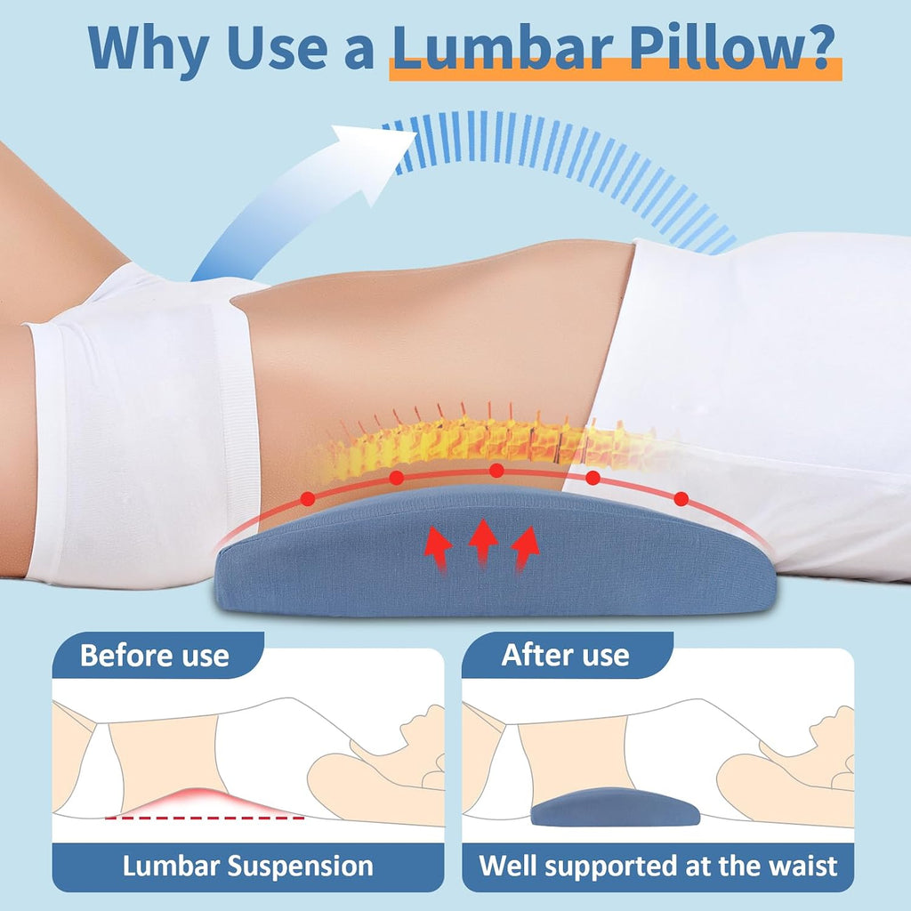 VamorryDirect vamorry Lumbar Pillow for Sleeping, Lumbar Support Pillow for Bed for Back, Memory Foam Lower Back Pillow for Bed, Back Supp…