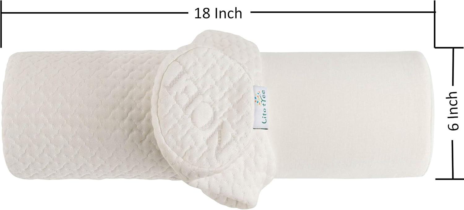 Homepage Comfort Memory Foam Neck Roll and Cervical Bolster Round Pillow with Removable Washable Soft Cover for Spine and Neck Back Lumbar…