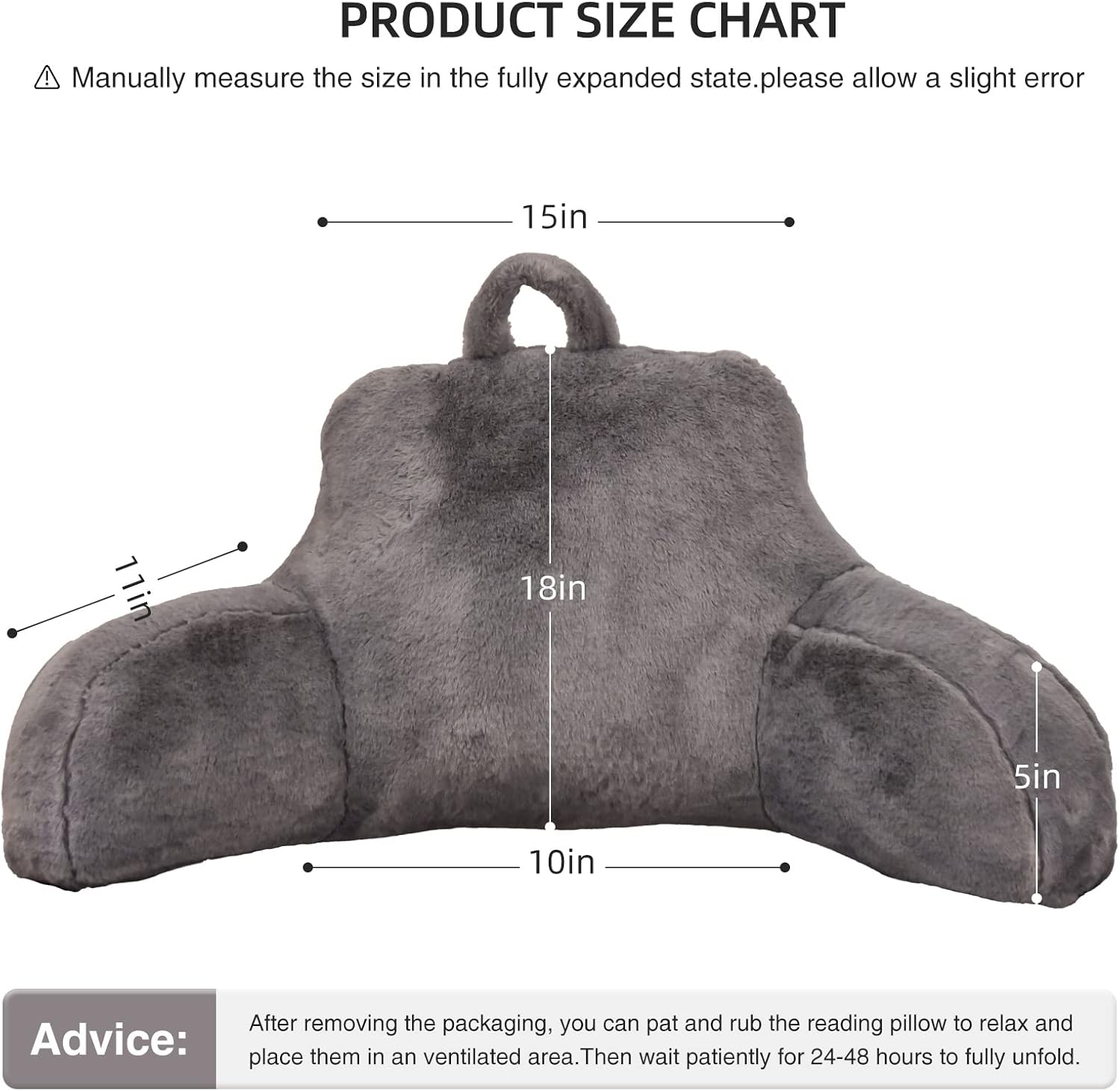 Aimuan Reading Pillow Bed Rest Pillow with Arms Rabbit Fur Cushion for Adults Teens Incline Rest Sitting up & Sleeping Snoring Pillow…