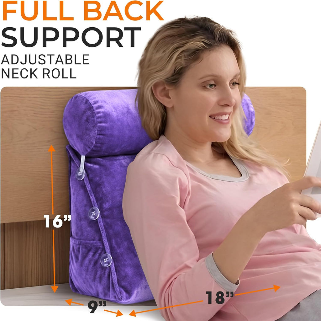 Cheer Collection Reading Wedge Pillow - Adjustable Wedge Reading Pillow with Neck Support, Hollow Fiber-Filled Backrest Pillow for…