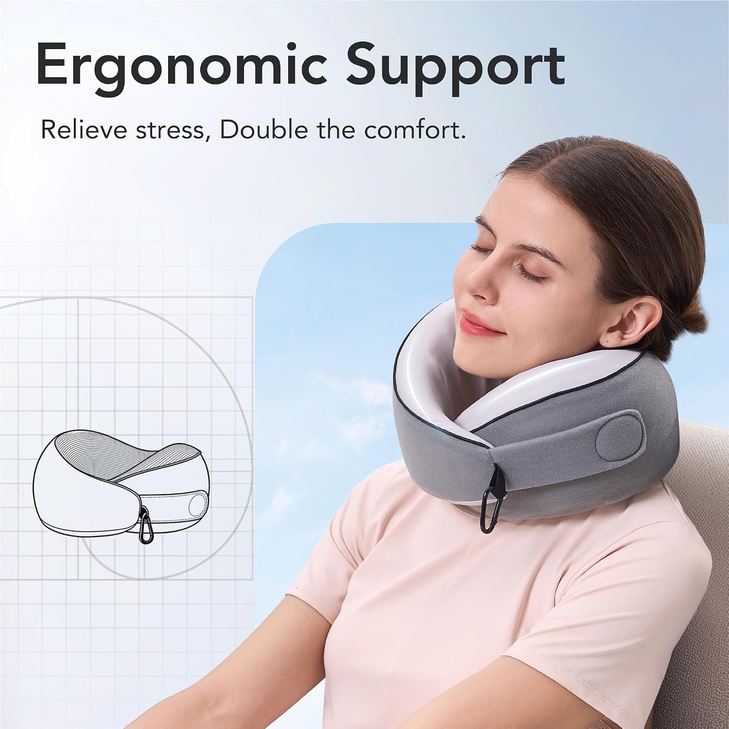 KPNEOL Travel Pillow, 100% Pure Memory Foam Travel Neck Pillow Airplane Neck Support Ergonomic Design for Traveling Suitable for…