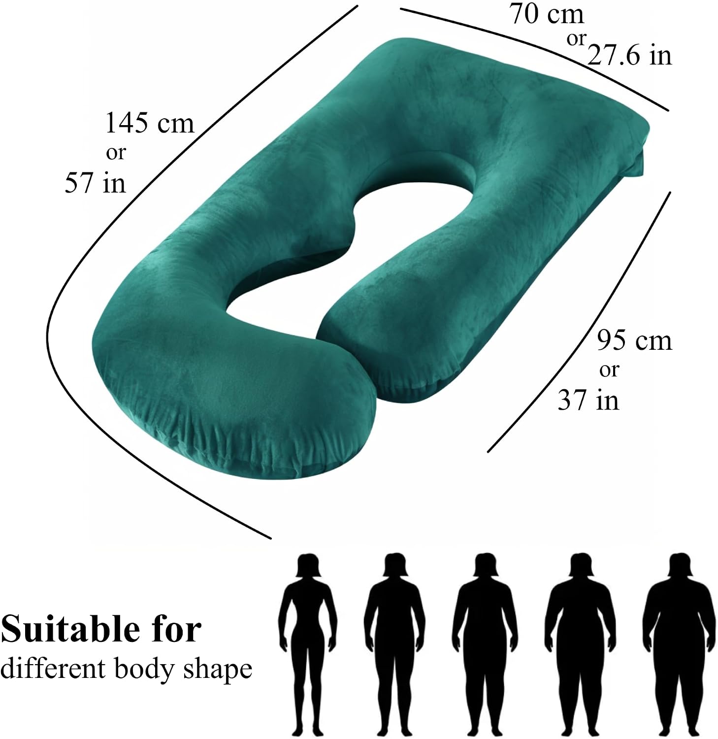ALLOPERA Pregnancy Pillow, Full Body Maternity Pillow 57 inch, with Removable Washable Cover - Sleep Support for Legs, Back, Neck…
