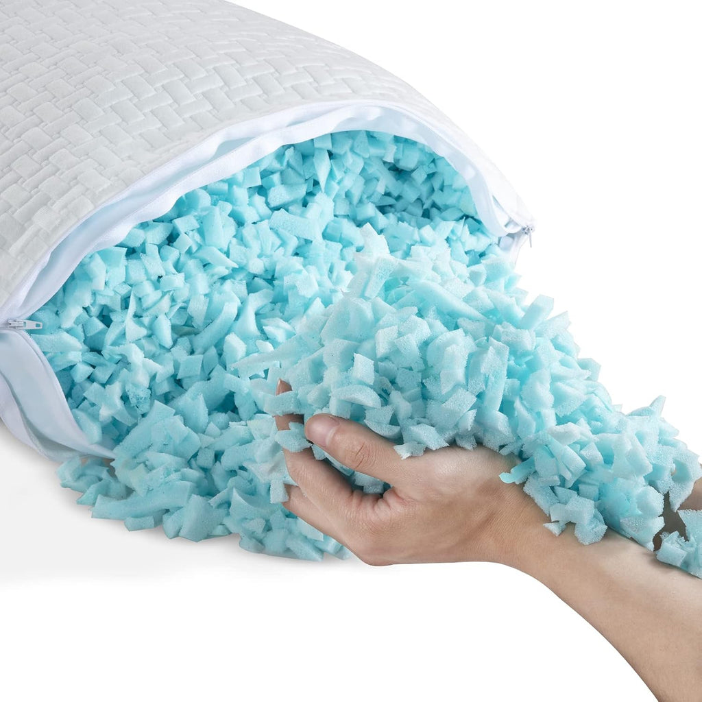 HOMBYS 2 Pcs Extra Firm Bed Pillows for Sleeping, Shredded Memory Foam Pillows Standard Size, for Side, Back, Stomach Sleepers,40%…