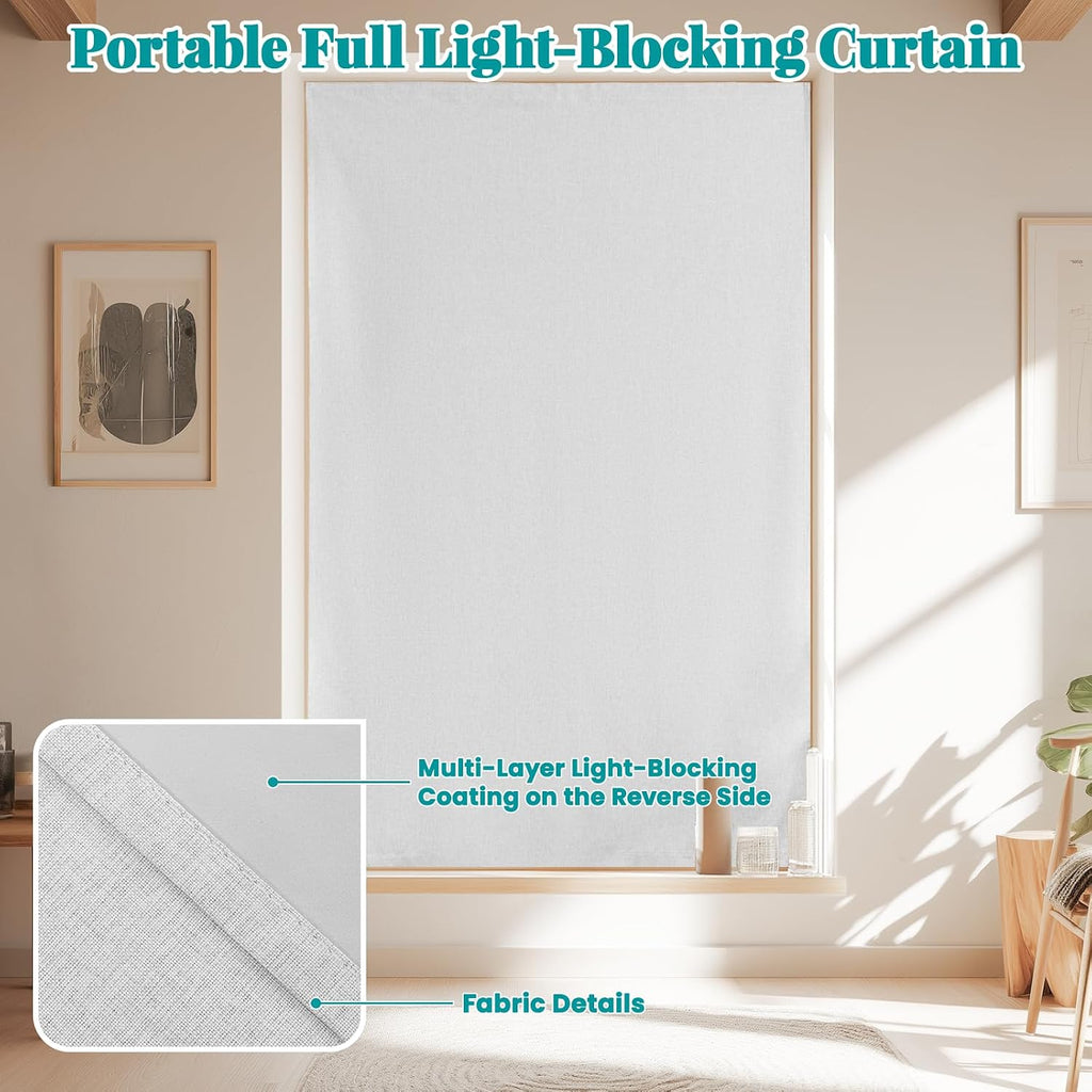 100% Blackout Curtains for Bedroom Stick On Curtains Window Shades Pull Down Blackout Window Cover No Drillng Self Adhesive Curtains No…
