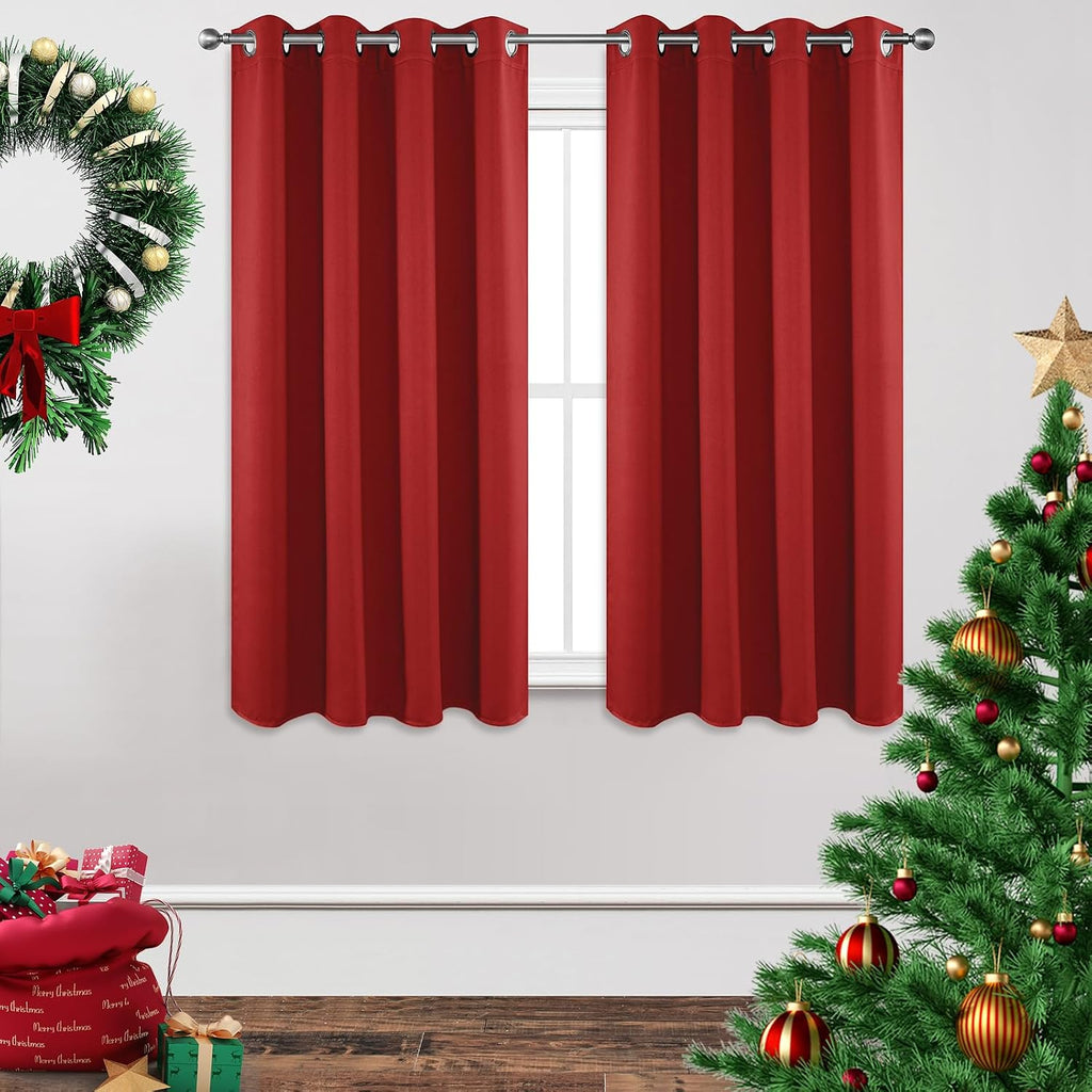 Joydeco Blackout Curtains 63 inch Length 2 Panels Set, Thermal Insulated Long Curtains & Drapes 2 Burg, Room Darkening Grommet Drapes for B…